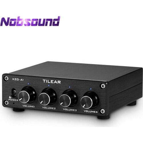 Nobsound 4-way 1-IN-4-OUT Lossless Analog Audio Switcher Box RCA Splitter VOL Control for Amplifiers