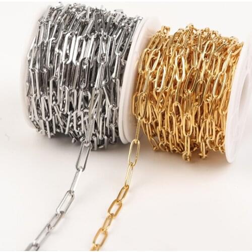 1 Meter Stainless Steel Flatten Chain Gold Oval Link Bulk Chains DIY Wallet Chain Jewelry Necklace Making Handmade Accessories
