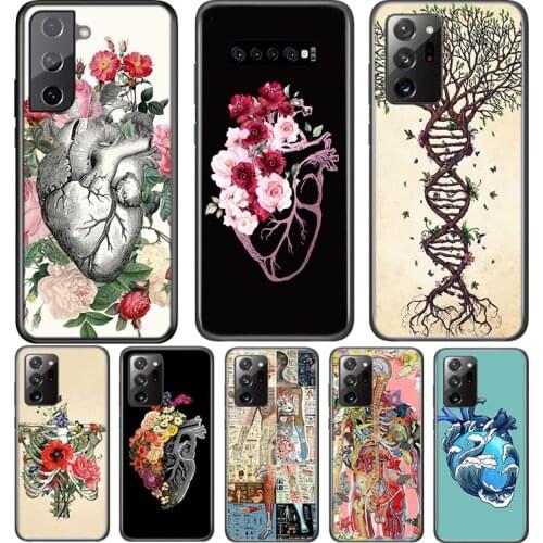 Human Heart Flower For Samsung Galaxy S21 S20 FE Ultra S10 S10E Lite 5G S9 S8 S7 S6 Edge Plus Phone Case