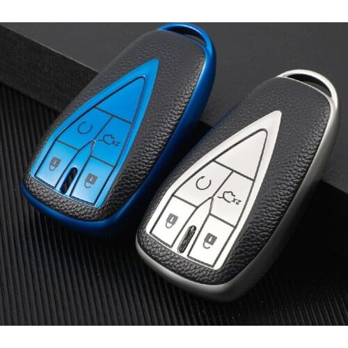 For Changan CS35 PLUS CS75PLUS CS55PLUS Leather TPU Car Smart 4Button Key Cover Case Bag Shell Fob Protector Keychain