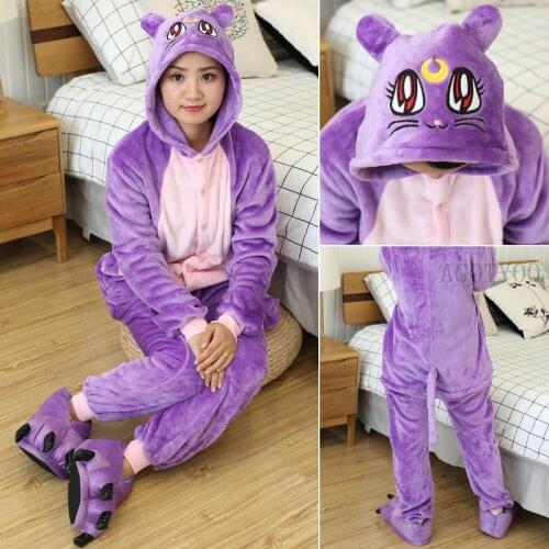Unicorn Onesies Winter Purple Cat Onesies Women Long Sleeve Nightwear Stitch Anime Costume Adults Flannel Pajamas