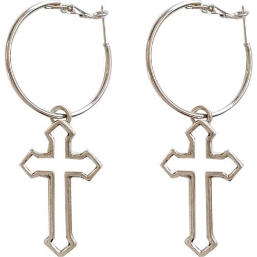 EM012 European American Fashion Punk Style Cross Geometry Hollow Drop Earrings For Women Jewelry Wholesale