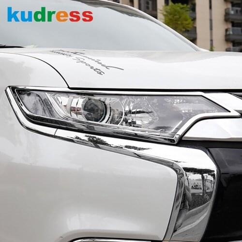 Head Light Lamp Cover Trim For Mitsubishi Outlander 2016-2020 ABS Chrome Front HeadLamp Frame Trims Car Styling Accessories