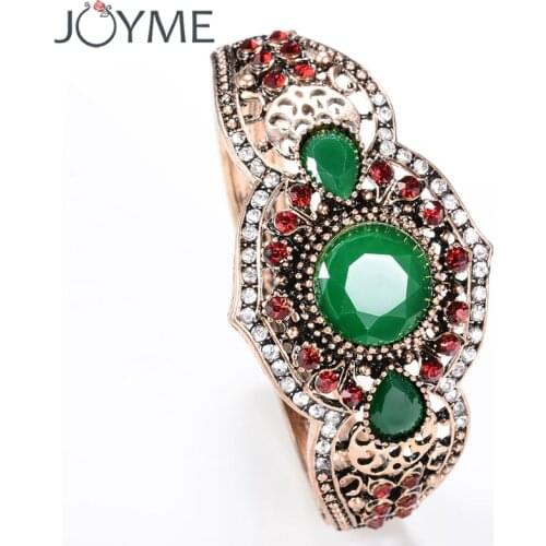 Hot Sale Carving Flower Turkey Bracelets & Bangles Vintage Anitque Gold-Color Big Bohemian Women Bangle Indian Jewelry