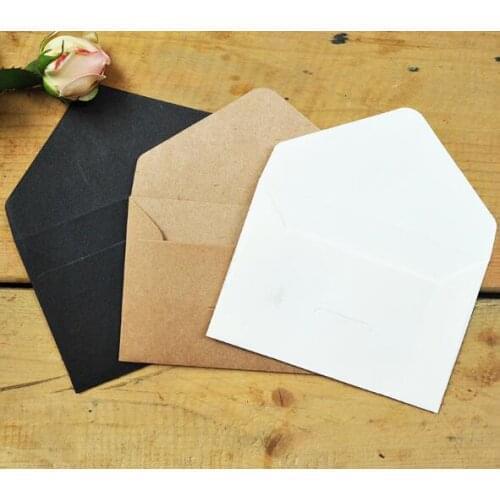500pcs Classical White Black Kraft Blank Mini Paper Window Envelopes Wedding Invitation Envelope Gift Envelope