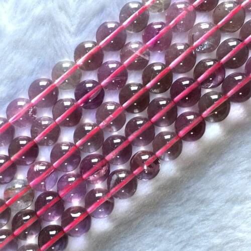 Genuine Natural AAA High Quality Clear Purple Fluorite Semi-precious stones Round Beads 15" 05873