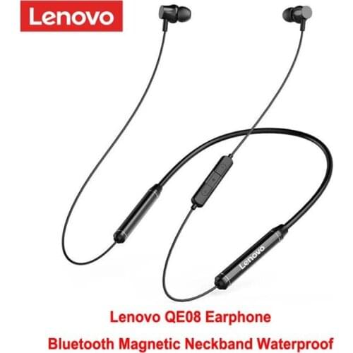 Lenovo QE08 Earphone New Arrival Sport Earbud Noise Cancelling Mic Wireless BT V5.0 Magnetic Neckband Earphones IPX5 Waterproof