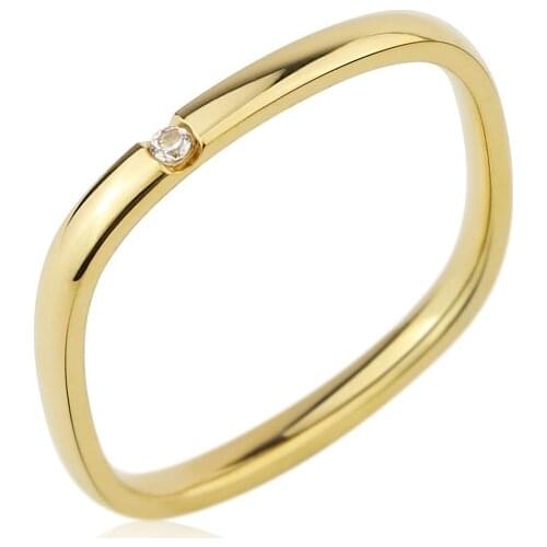 Hot Sell Classic Design Square Ring Inlaid A Zircon Top Quality Stainless Steel Woman Love Rings Gift Brand Wedding Jewelry