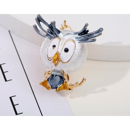 LW11 2PC Fashion Lovely Enamel Bird Brooches Women Alloy Brown Grey Pink Bird Animal Party Casual Brooch Pins Gifts