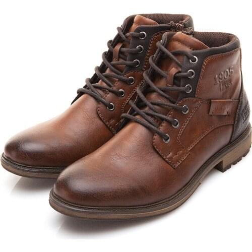 Men Boots Leather Spring Autumn Vintage Style Ankle Boots Men Lace Up Footwear Fashion Casual Shoes Men Botas Hombre 2020