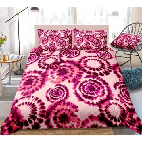 3D Printed Pillowcases Bedding Set Queen King Size Dropshipping Boy gift Colorful Tie Dye Printed Multicolor Purple