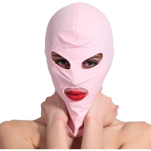 New Sexy Leather Latex Head Mask Spandex Lycra Hood Bdsm SM Headgear Role Playing Game Erotic Fetish Open Mouth Hood Toy Mask