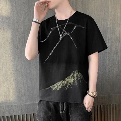 2021 New Pure Cotton Mens Short-Sleeved T-Shirt Mens New Loose Version T-Shirt Round Neck Half-Sleeved T-Shirt Men