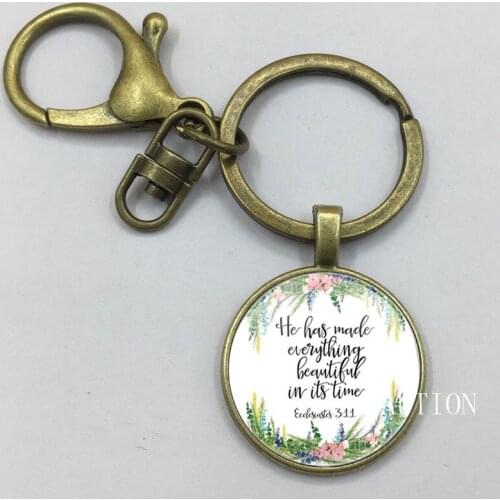 New He has Made Everything Beautiful in its Time Ecclesiastes 3:11 Bible Verse Keychain Fashion Jewelry Women Men Gifts