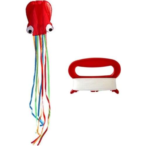 3D Large Soft Octopus Shape Beach Kites with Line Reel Frameless Soft Entertainment Sports Family Outdoor Holiday