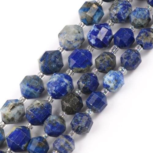 Wholesale Lapis Lazuli Beads Natural Stone Bedas for Jewelry Making Loose Spacer Faceted Sharp Beads DIY Necklace Bracelet