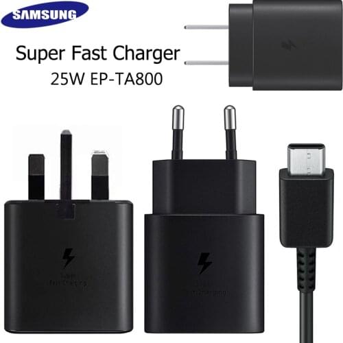 Original Samsung Galaxy Note 10 Plus 25W Super Fast Charger Wall Adapter EP-TA800 PD CABLE For Galaxy S21 S20 Ultra S10 Note 9 8