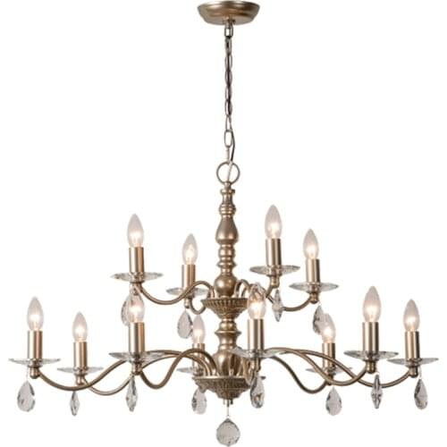 Postmodern minimalist wrought iron chandelier creative antique silver living room dining room villa bedroom crystal lamp