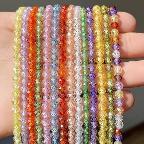 Multicolor Cubic Zirconia Beads Faceted Crafts 2/3/4mm Zircon Loose Beads For Waist Beads Women Beach Jewelry Making