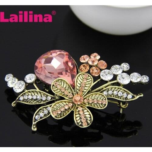 Rose Flower Brooch Garment Accessories Wedding Bridal Jewelry Crystal Brooches for Men /Women