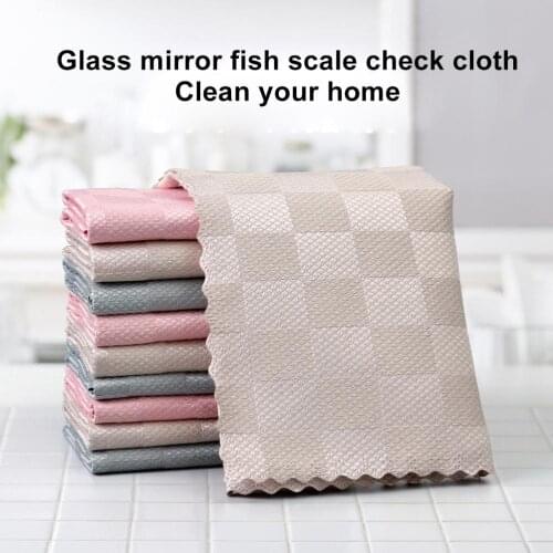 5PCS Microfiber Cleaning Cloth Fish Scale Reusable Cleaning Rags for Mirrors Cups TV Screens Furniture