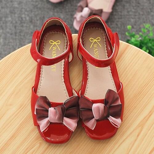 New Princess School Sandals For Girls Shoes Summer Bow Kids Sandalen 2019 Child Beach Flat Shoes 3 4 5 6 7 8 9 10 11 12 Years