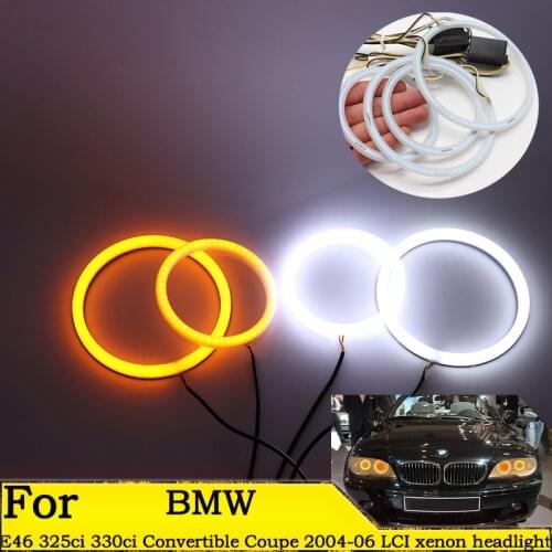 SMD Cotton Light Switchback LED Angel Eye Halo Ring Kit For BMW E46 325ci 330ci Convertible Coupe 2004-2006 LCI xenon headlight