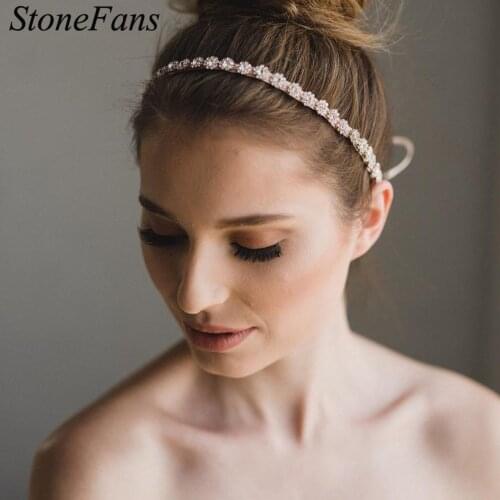 Stonefans Hot Selling Elasticity Rhinestone Headband Wedding Jeweley for Women Luxury Bride Hair Jewelry Accessories Clip Bulk