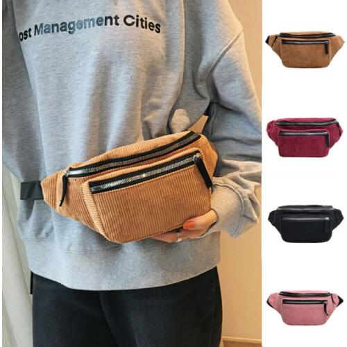 Womens Bum Bag Fashion Fanny Pack Money Wallet Travel Holiday Pouch Corduroy Waist Bag Belt Sport Vintage Satchel Packs