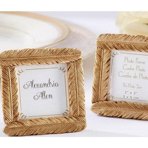 Wedding Favor And Wedding Gift New Resin Gold Feather Frame Baby Shower Favors Photo Frame LX3256