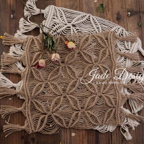 Retro Hemp Rope Placemat Cotton Rope Woven Blanket Home Dining Table Coaster Bohemian Home Decor Table Cloth