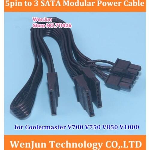 High quality 5Pin to 3 X SATA Modular Power Supply Adapter Cable for Coolermaster V700 V750 V850 V1000