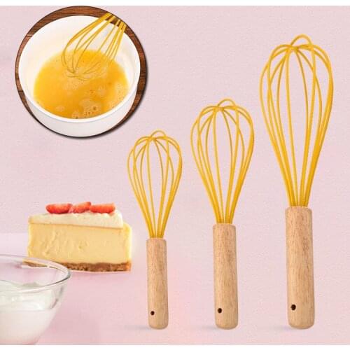 Manual Egg Blender with Wood Handle Stainless Steel Hand Beater Dough Cream Stirring Mixer Whisk Kitchen Accessories Egg Tools
