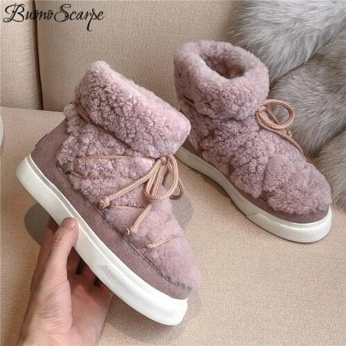 Newest Women Wool Cow Suede Ankle Boots Female Warm Snow Boots Big Size Dancing Casual Shoes Sweet Woman Platform Botas Mujer