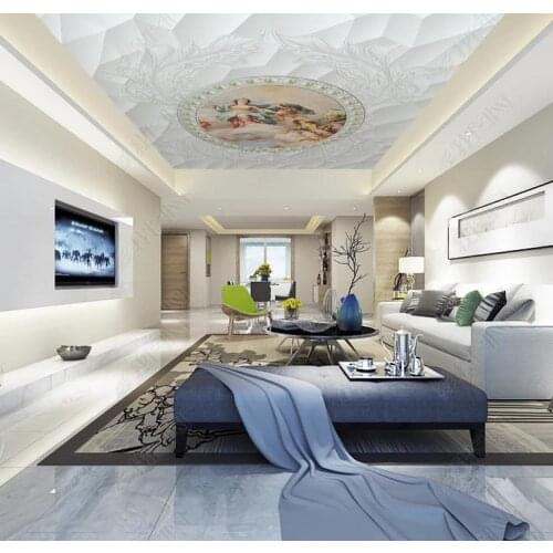 1813 3D European Oil White Printing stretch ceiling film for workshop ceiling decoration