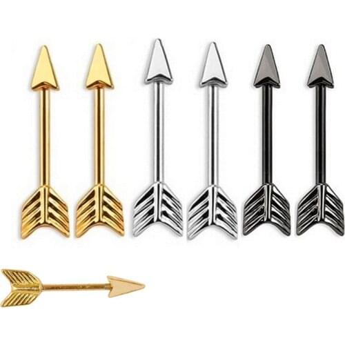 2PCS Arrow Nipple Ring Stainless Steel Shield Body Piercing Straight Spike Barbell Body Jewelry Gifts For Women 3 Colors