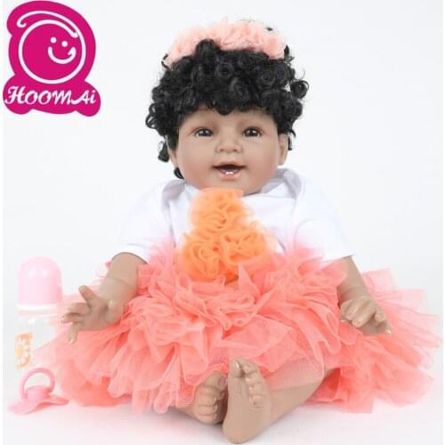 22"Elegant Bebe Reborn Baby Doll Cloth Body Lifelike Newborn Realistic Fashion Baby Doll Toy For Kids Festival XMAS Gifts 55CM