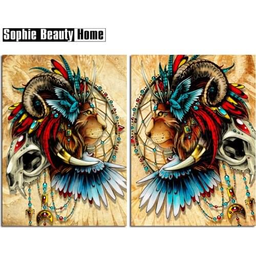 5D Diamond Embroidery Full Drill Cross Stitch Diamond Set Home Decorative Diy Diamond Painting Animal Lion King Snake 052905
