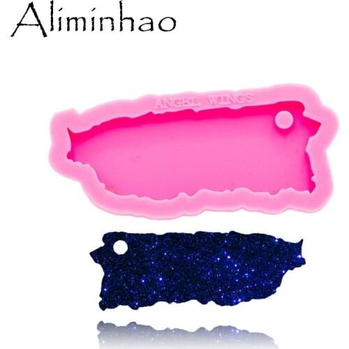DY0266 Shiny Puerto Rico State map mold Silicone Molds DIY epoxy keychains Mould custom keychain