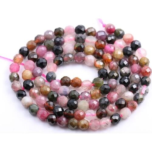 2 3 4 5 6 Mm Natural Stone Tourmaline Beads Small Faceted Scattered Loose Beads for Jewelry Making DIY Bracelet Necklaces
