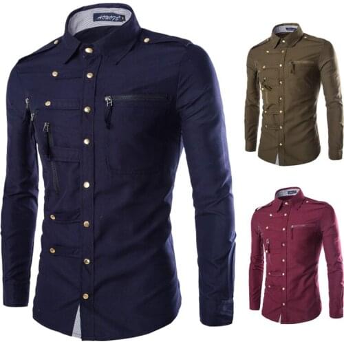 Quick sell Amazon, European and American style, long sleeved shirt, mens shirt with many buttons men clothes 2018