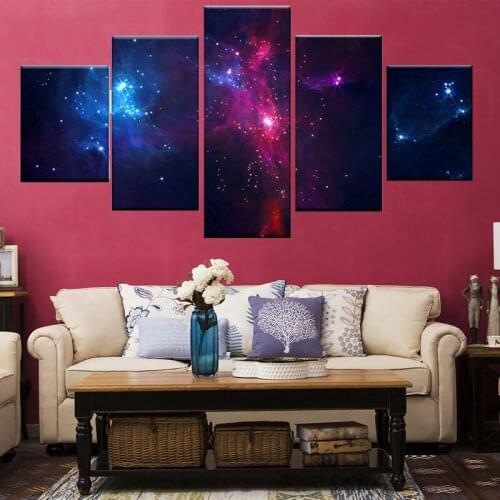 Home Decor Wall Art Pictures Frame HD Prints 5 Pieces Universe Space Nebula Painting Living Room Canvas Starry Sky Planet Poster