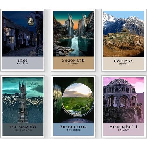 Travel Middle Earth Landscape Canvas Wall Art Poster Nordic Print Painting Nature Decoration Pictures Modern Home Decor No Frame