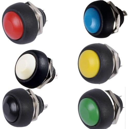 EE support 6Pcs Universal Car Accessories 12mm Waterproof Momentary Push Button Switch Automobile Colors Mixed Sales Auto Parts