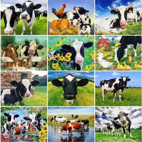 Evershine 5D DIY Diamond Painting Cow Cross Stitch Full Square Round Diamond Embroidery Animal Rhinestone Pictures Handicrafts