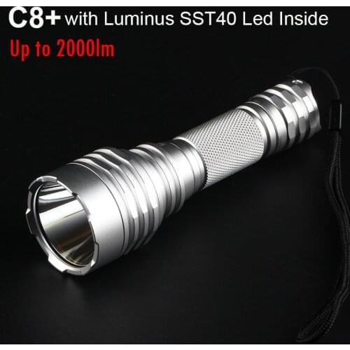 Torch Flashlight Convoy C8 Plus with Luminus SST40 Linterna Led 18650 Flash Light Camping Fishing Portable Latarka Silver Lamp