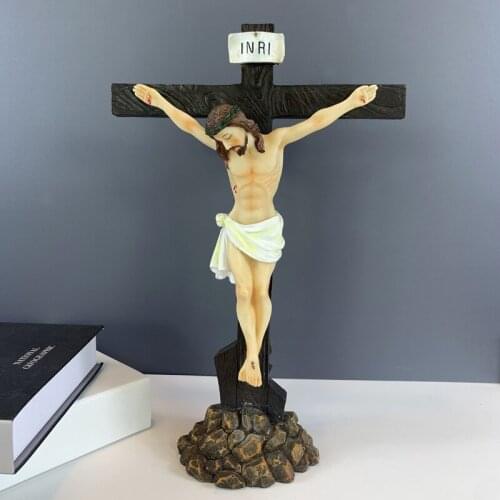 Cross Jesus Church Statue Christian Christmas Decoration Resin Crafts Religious Figure Ornaments