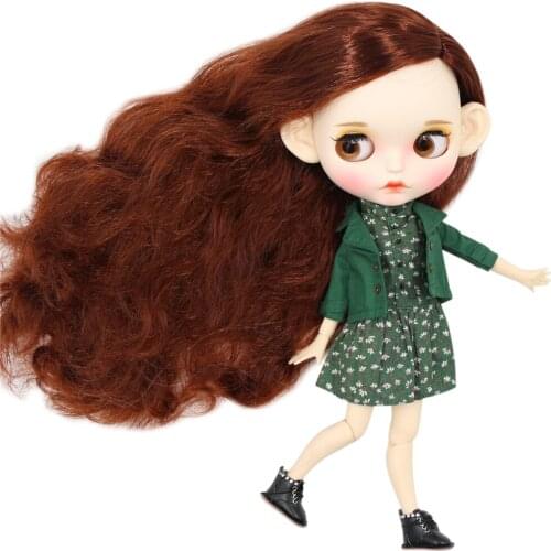ICY factory blyth doll 1/6 bjd white skin joint body red brown hair matte face Carved lips with eyebrow anime 30cm girls