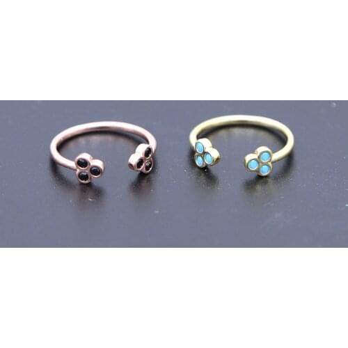 Fashion Shinning AAA Cubic Zirconia black blue Ring Simple delicate Pave Setting Open Thin Band Ring Feminino Jewelry adjust