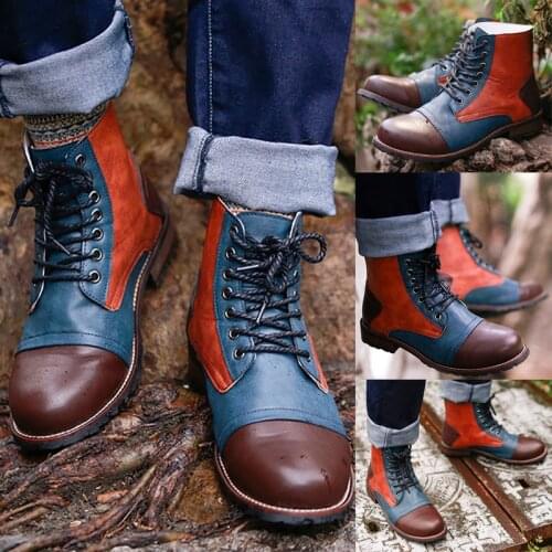 COSIDRAM Male Lace Up Warm Ankle Boots Men Pu Leather Boots Winter Shoes Fashion Men Brithsh Shoes 2018 BRM-078